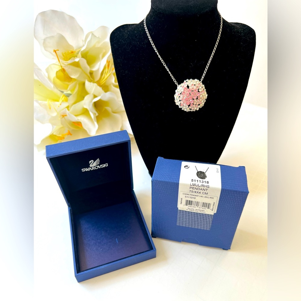 Swarovski Cherie Pink and crystal rhinestones pendant.